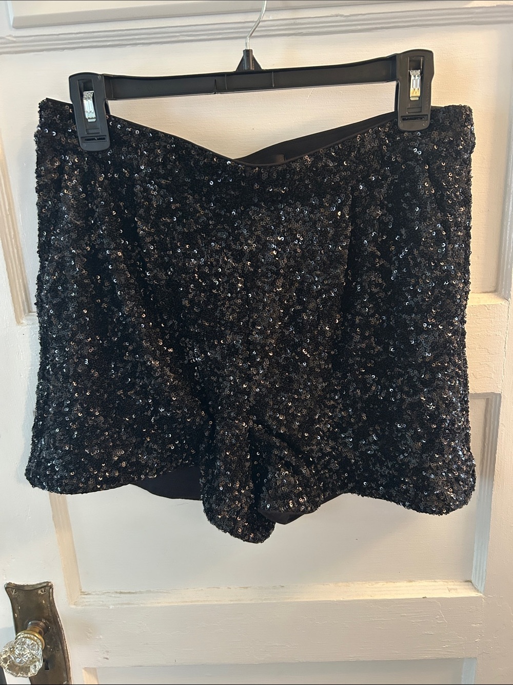 Express Black Sequin High-Waist Shorts